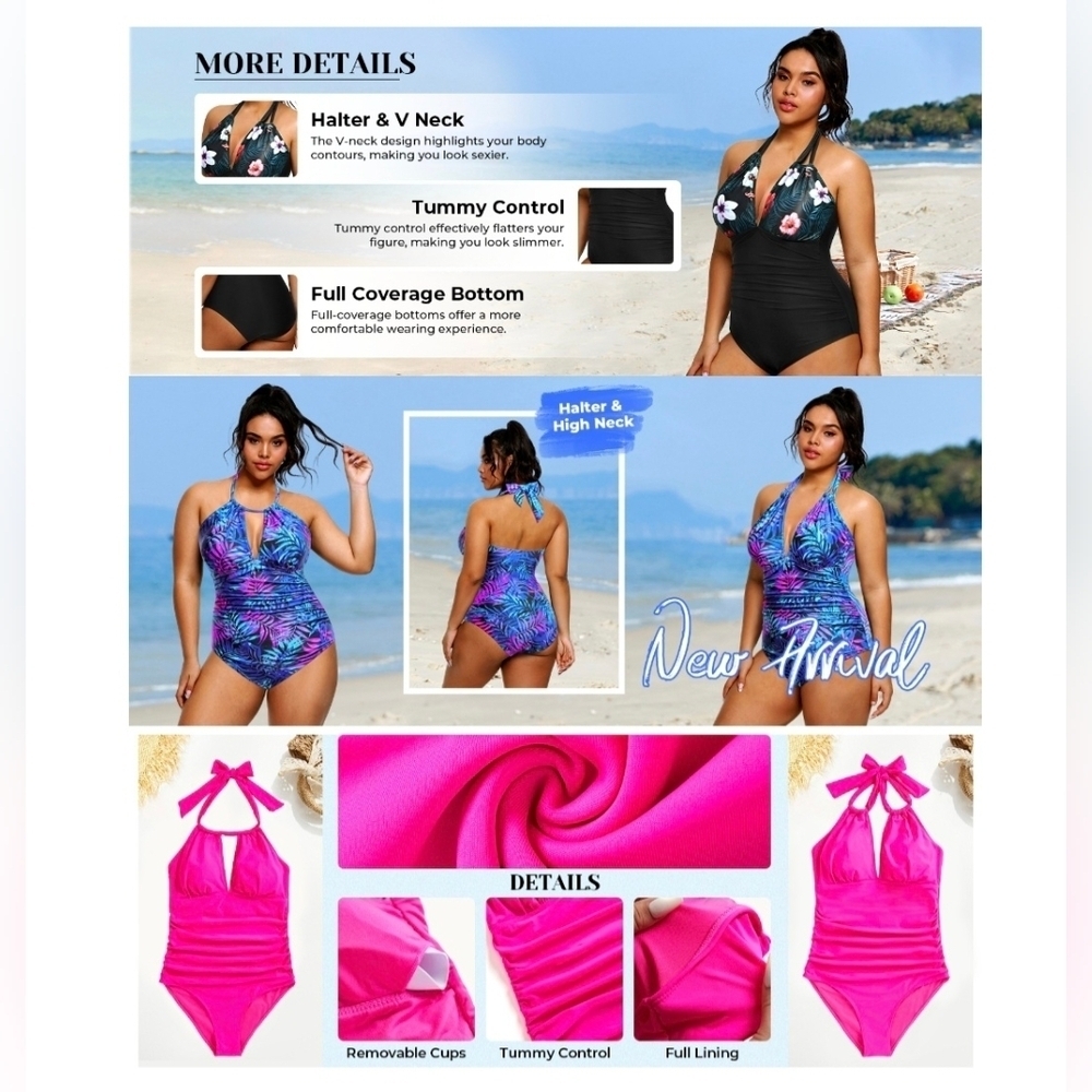 Aqua Eve Plus Size Swimsuit #524 - Picture 6 of 11